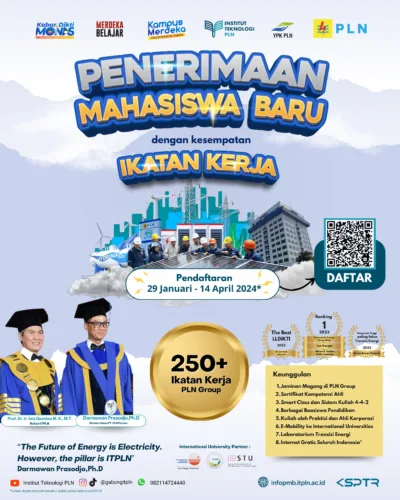 Institut Teknologi PLN Buka Pendaftaran Mahasiswa Baru, Siapkan 250 Kuota Program Ikatan Kerja